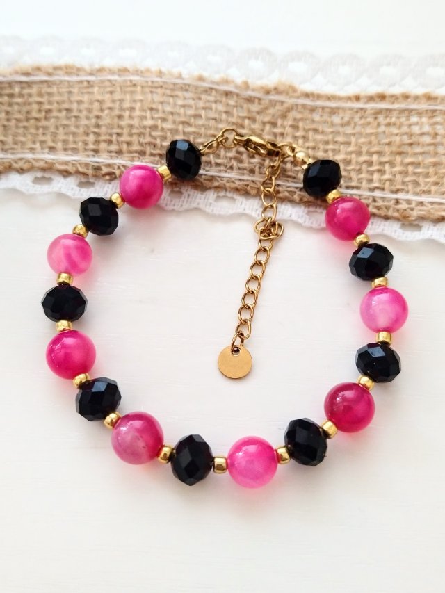 Bransoletka różowy jadeit