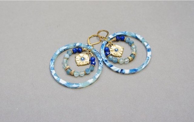 Kolczyki Wianki circle (blue mix)