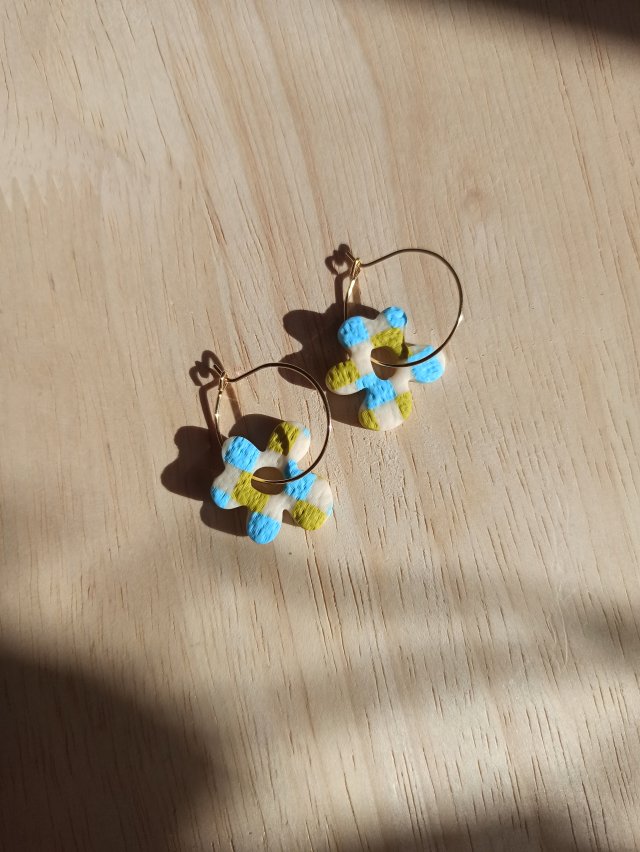 Kolczyki z gliny polimerowej wiosenna kratka