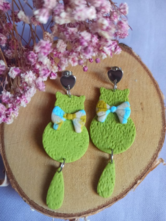 Kolczyki z gliny polimerowej kotki