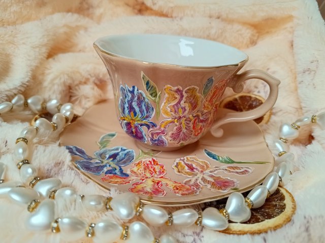 Irysy ręcznie malowany komplet