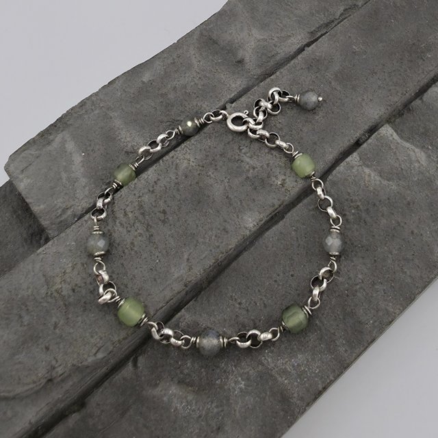 Labradoryt i frenit - bransoletka