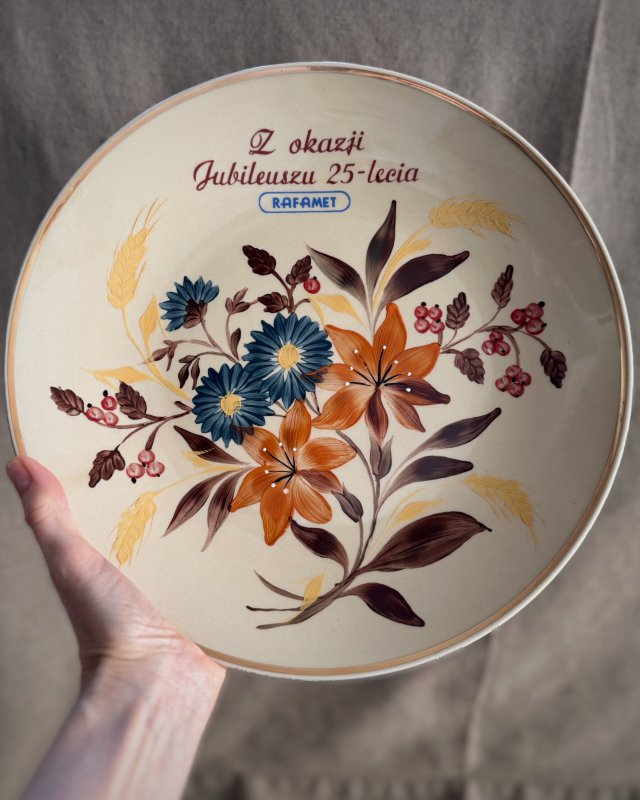 Patera dekoracyjna ręcznie malowana, II połowa XX w.