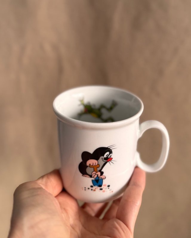 Kubek porcelanowy z Krecikiem w wersji wiosennej