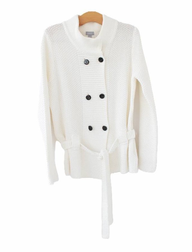 Mięsisty śmietankowy kardigan vintage Lindex z paskiem