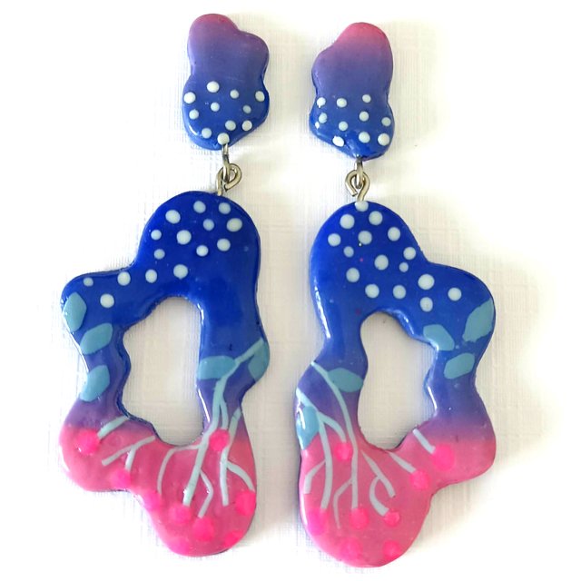 Kolczyki abstrakcyjne niebiesko różowe