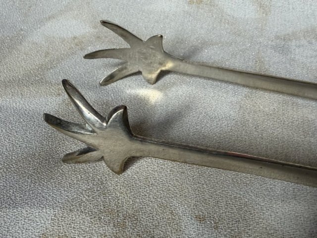 Srebrzone szczypce do Kostek lodu - Plater nie sygnowany