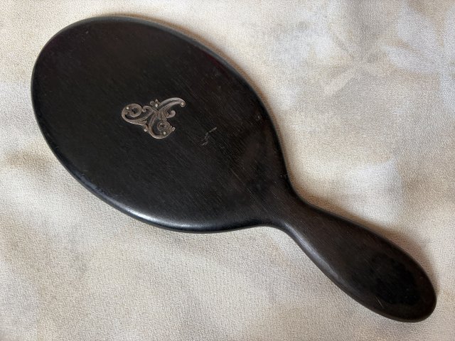 Magia hebanu - antyk - dawnej daty lustro buduarowe z drewna hebanowego -  oryginalne