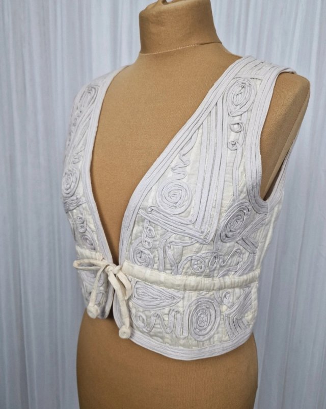 Nü bawełniana piękna kamizelka haft M S beż