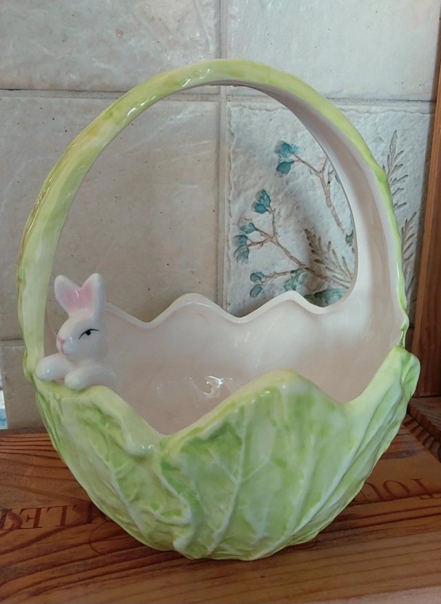 Naczynie Wielkanoc wiosna królik kapusta ceramika koszyk