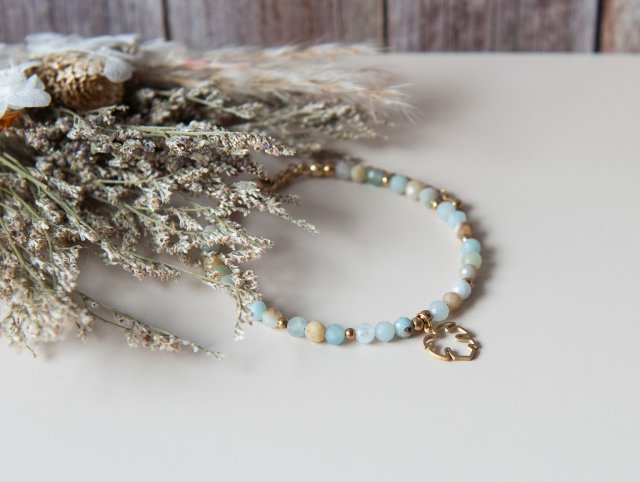 Bransoletka MONSTERA - amazonit i liść monstery