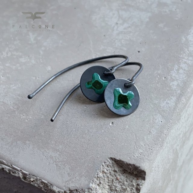 Kolczyki Polne Kwiaty - Turquoise Green & Black