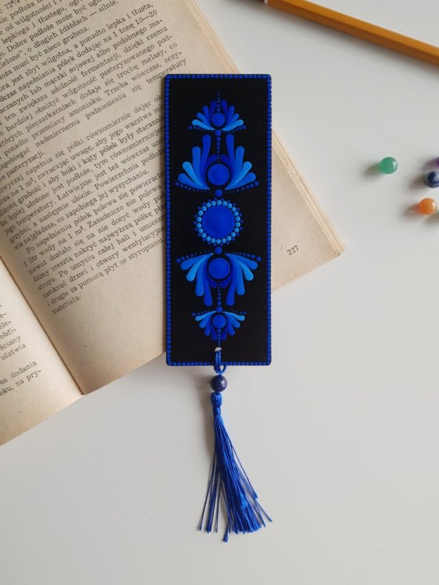 Indygo zakładka do książki - czakra trzeciego oka, z naturalnym kamieniem