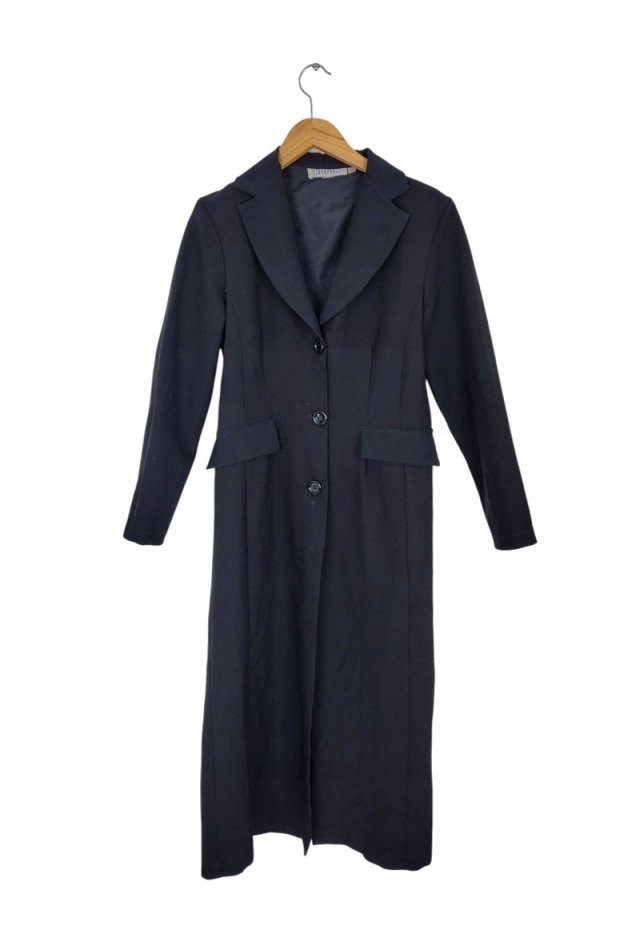 STOCKHOUSE vintage płaszcz czarny midi 36/38 S/M