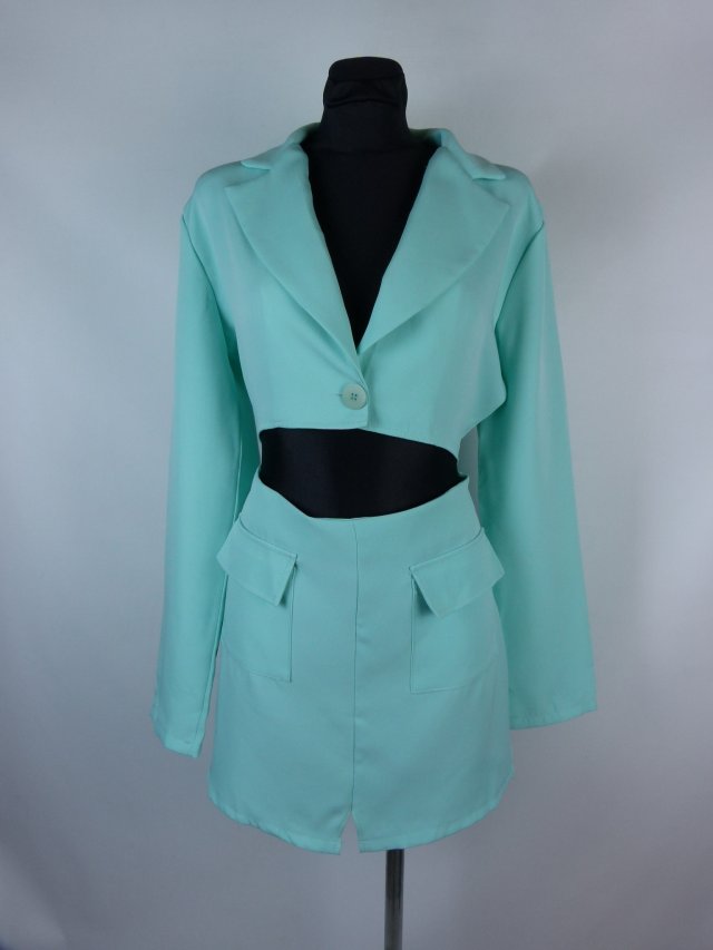 Boohoo miętowa żakietowa sukienka 14 / 42