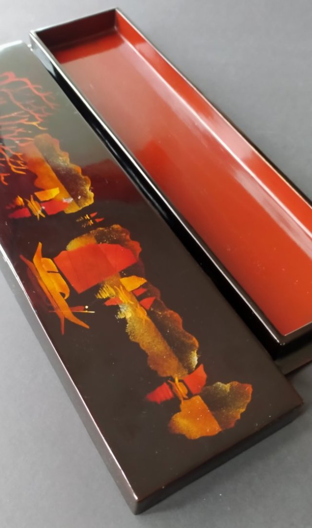 Vintage szkatułka orient puzderko z laki pudełko azjatycki widoczek