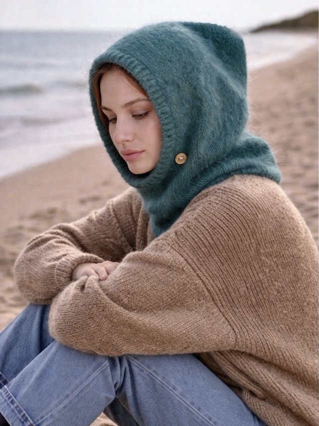 Delikatna balaclava kaptur czapka alpaka merino ręczna robota kolory