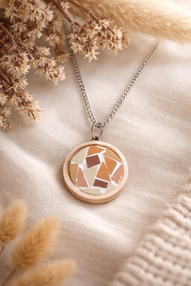 Cynamon - Naszyjnik, wisiorek z mozaiką