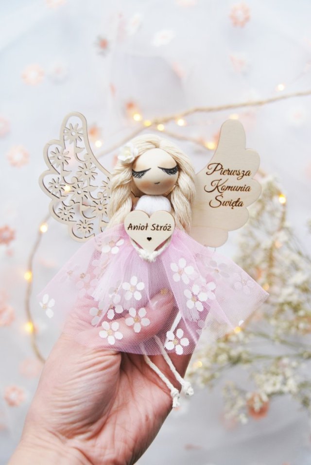Mały aniołek dla dziewczynki - prezent komunijny | Pamiątka Komunii