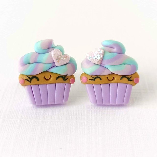 Kolczyki fioletowe babeczki