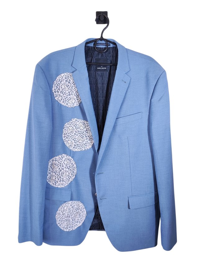 Reworked marynarka Daniel Hechter z koronką – oversize, unisex, one of a kind