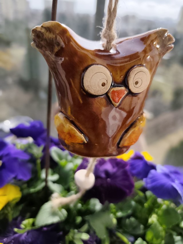 dzwonek ceramiczny sowa