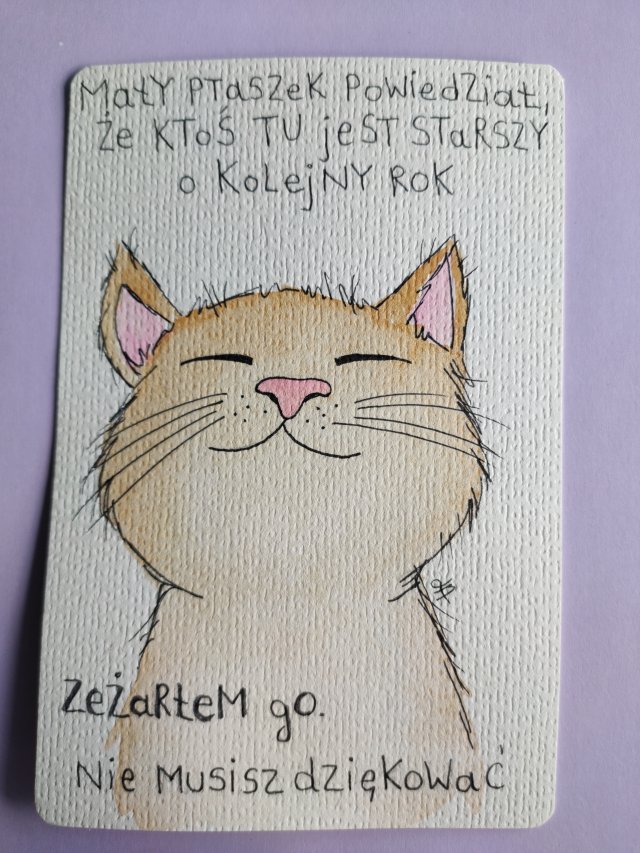 Zabawna kartka urodzinowa kot