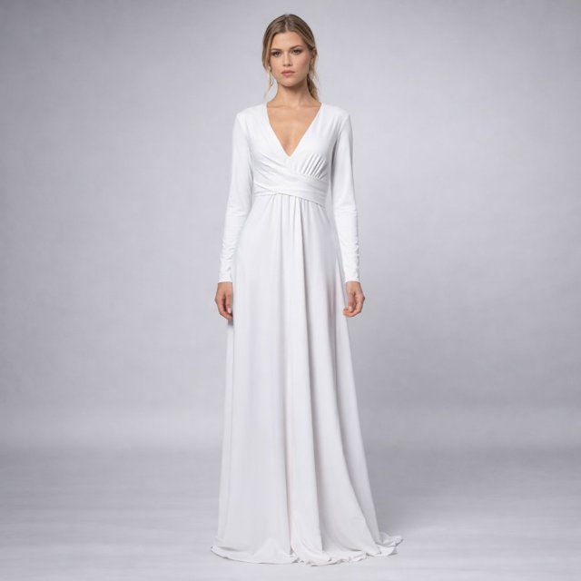 Magdalena Maxi Hypnotic White - biała wysmuklająca suknia