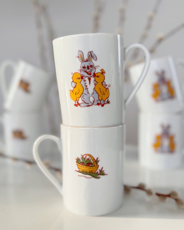 Kubek z zajączkiem i kurczaczkami, PRL