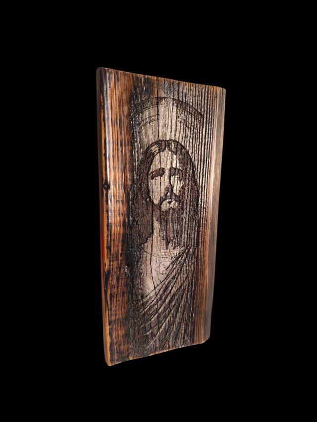 Ikona Jezusa na 20-letniej Desce – Unikat-Majsternia Drewna Drewnica