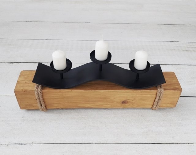 Świecznik drewniana belka