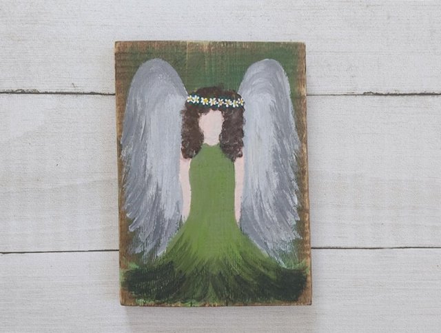 Obraz na desce - Anioł  w zieleni