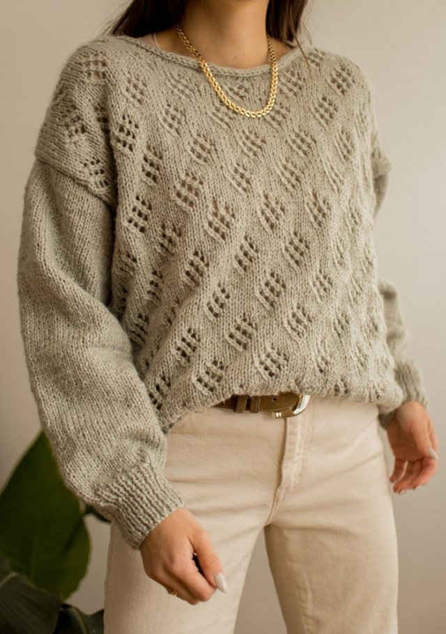 Szary sweter handmade XL