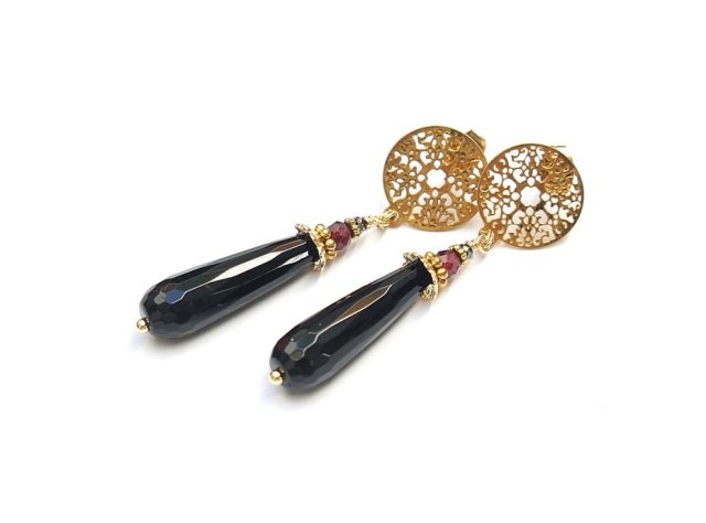 Alloys Collection - Onyksowe kropelki - kolczyki