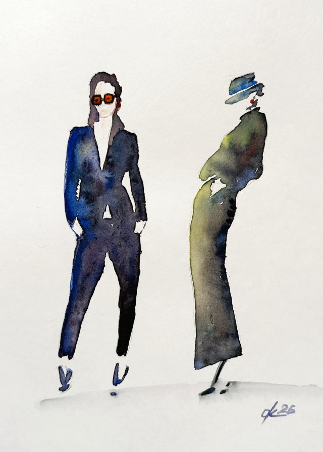 Ilustracja 2 modeli, 30*21cm, Original Akwarela