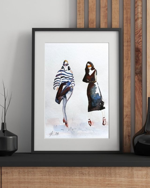 Ilustracja 2 modeli, 30*21cm, Original Akwarela3