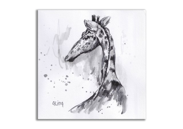 Żyrafa. Grafika ręcznie malowana