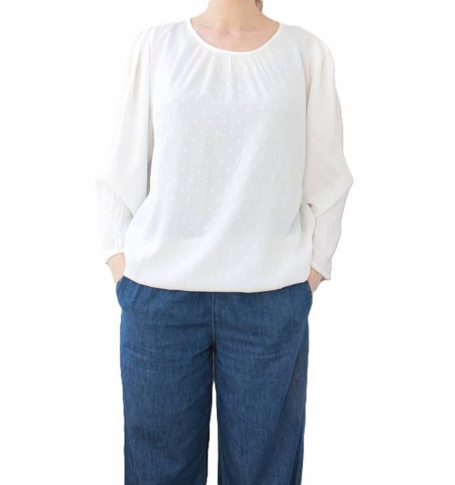 Biała bluzka vintage wiskoza Kaffe skandynawska