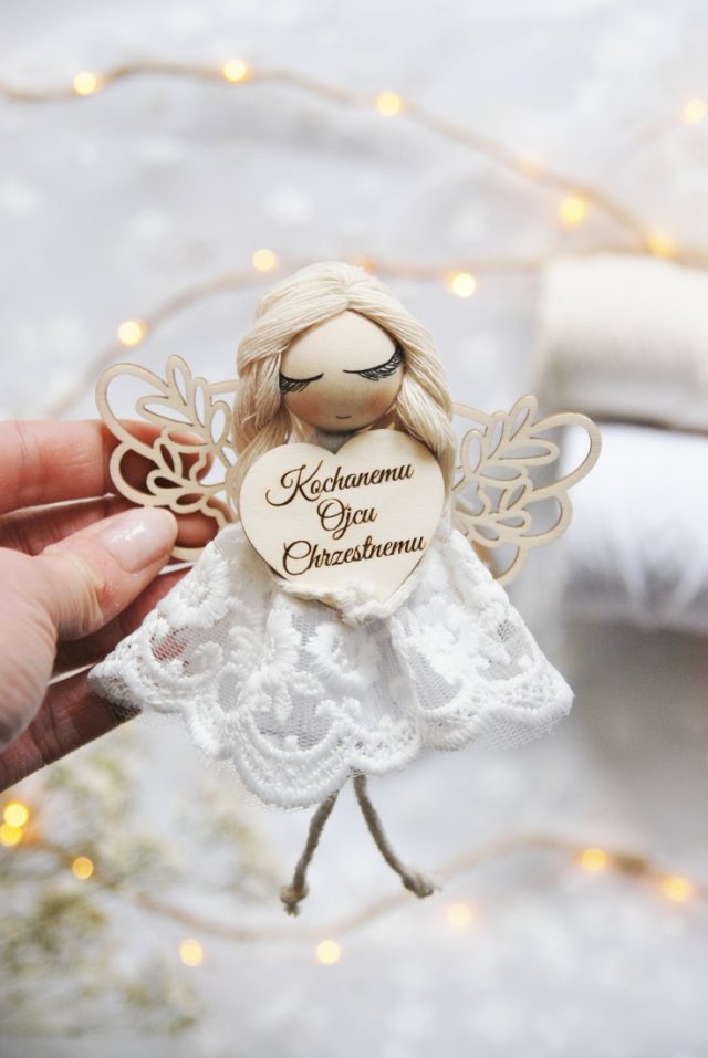 Mały aniołek - prezent dla chrzestnego | Podziękowanie dla chrzestnego