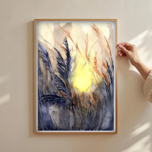 Akwarela A4.  Łąka