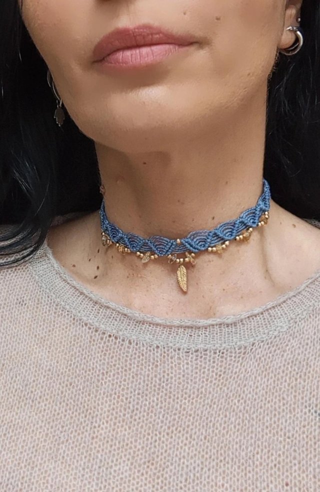 Choker mikromakrama z cytrynem