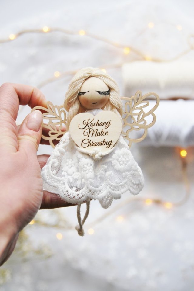 Mały aniołek - prezent dla chrzestnej| Podziękowanie dla chrzestnej