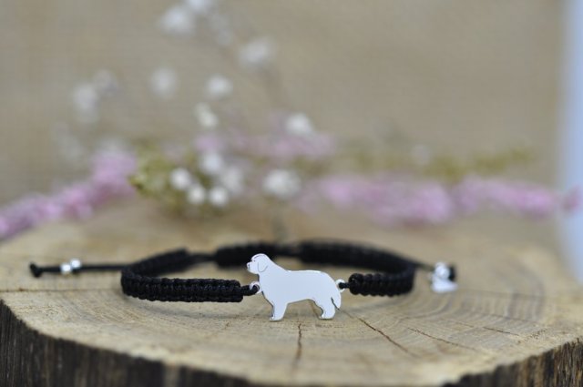 Nowofundland - bransoletka z psem, srebro 925