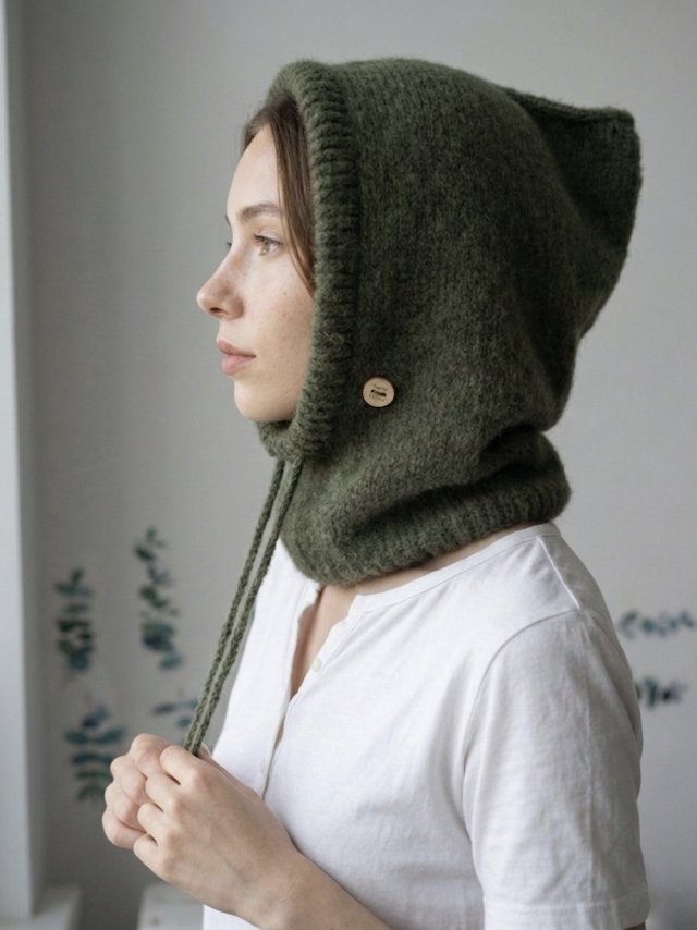 Delikatna balaclava kominiarka kaptur czapka alpaka jedwab ręczna robota kolory