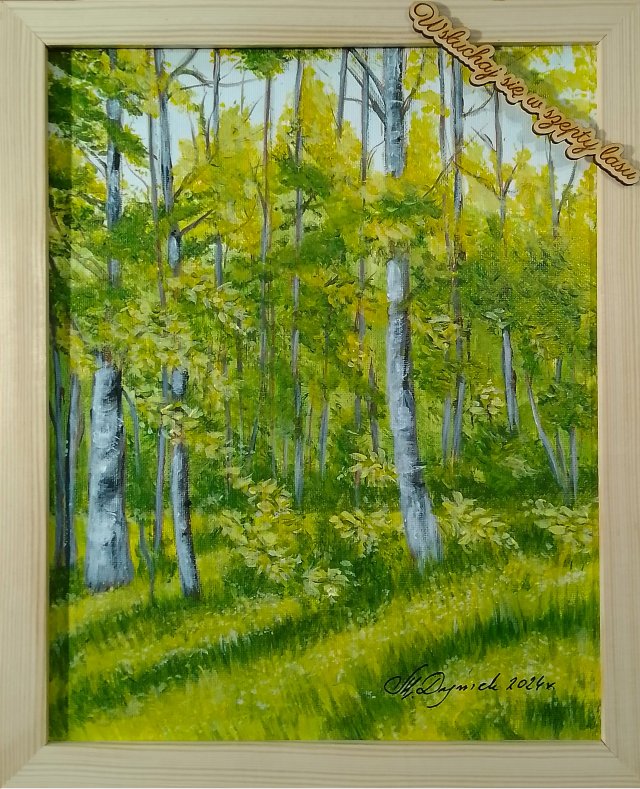 POMYSŁ NA SPERSONALIZOWANY PREZENT - UNIKALNY OBRAZ W RAMIE Z CYTATEM - POLSKI PEJZAŻ "W GŁĘBI BRZÓZ"