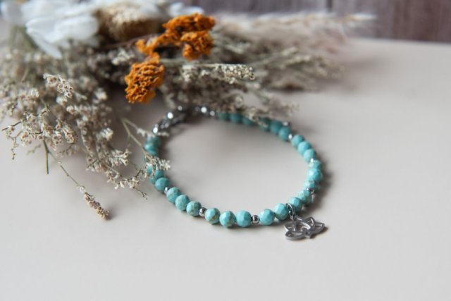 Bransoletka LOTUS - turkus i kwiat lotosu