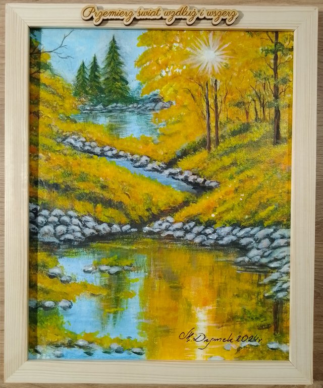 POMYSŁ NA SPERSONALIZOWANY PREZENT- UNIKALNY OBRAZ W RAMIE Z CYTATEM- POLSKI PEJZAŻ "KAMIENNY BRZEG"