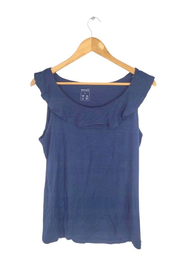 ESMARA granatowa bluzka z falbanką wiskoza  L/XL