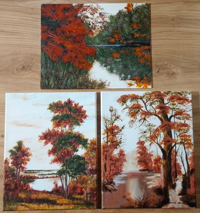 SLOW LIFE NA ŚCIANIE - TRYPTYK NATURY "JESIENNE CZERWIENIE"