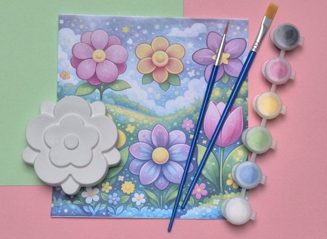 6 zestawów kreatywnych dla dzieci ZAMIAST ekranów i słodyczy - do malowania (DIY) seria Kwiaty